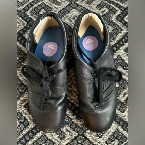 CAPEZIO TELE TONE TAP Size Adult 6 Medium Black Leather Tie Up Tap Dance…